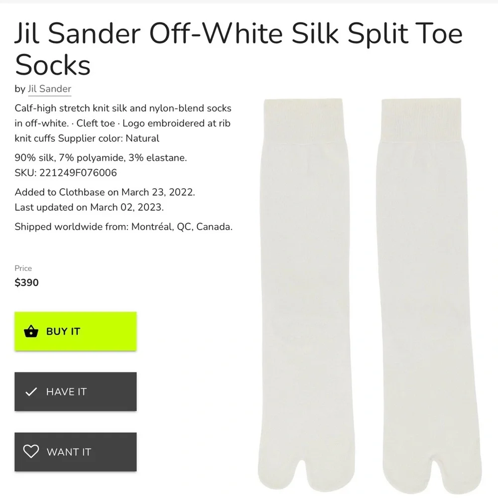 🔥🔥HOST PIC🔥🔥 Jil Sander off White Silk Split Toe Socks - Picture 4 of 13